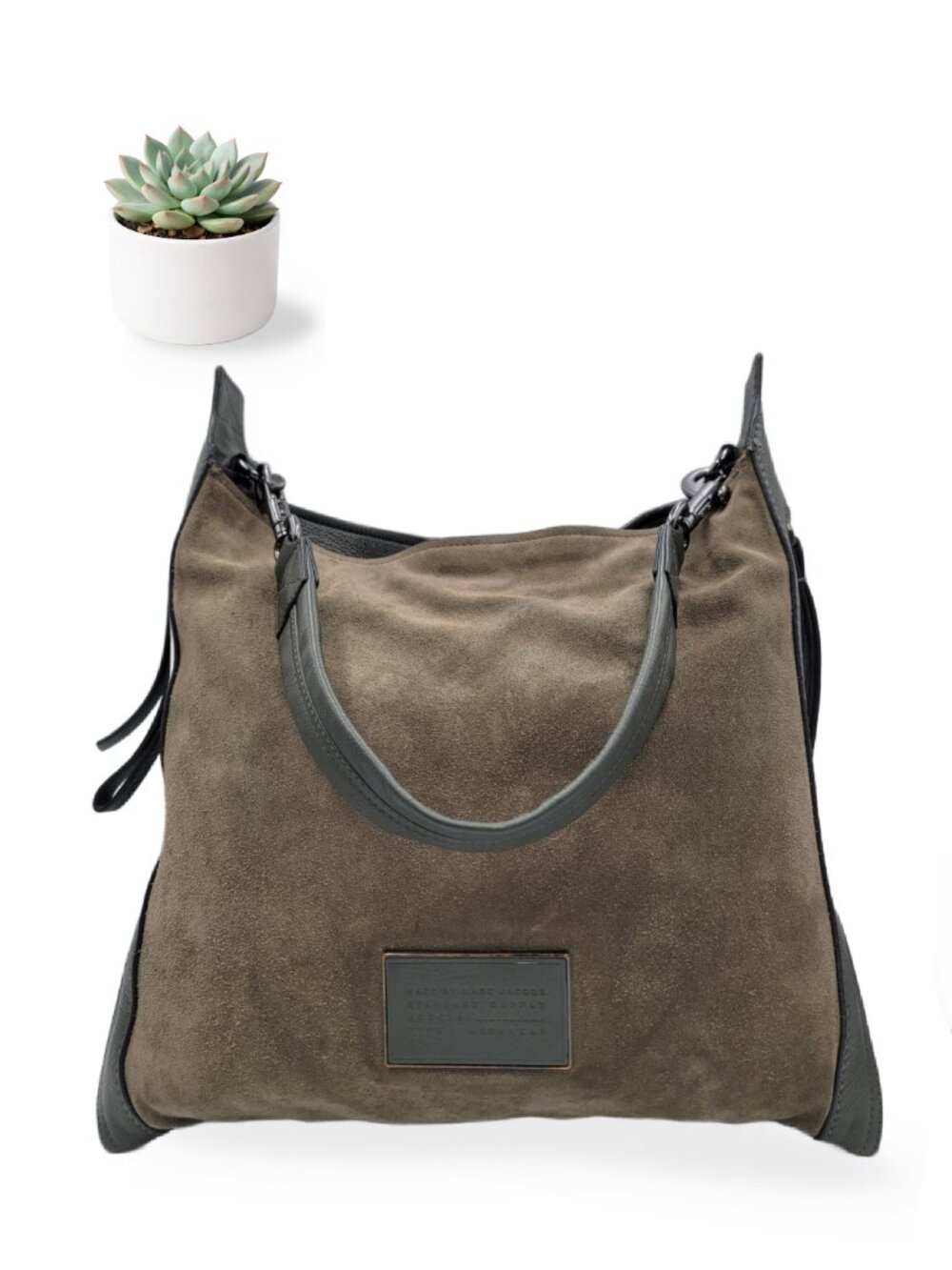 Marc by Marc Jacobs Standard Supply Workwear Olive Suede Hobo Shoulder Bag Purse